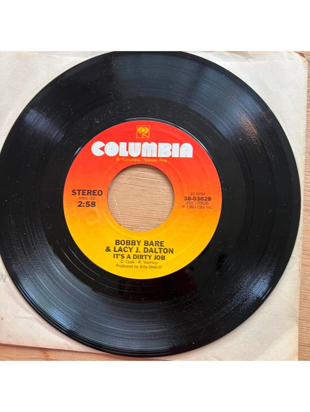 Bobby Bare & Lacy J. Dalton - It's a Dirty Job 45rpm VG+ R89